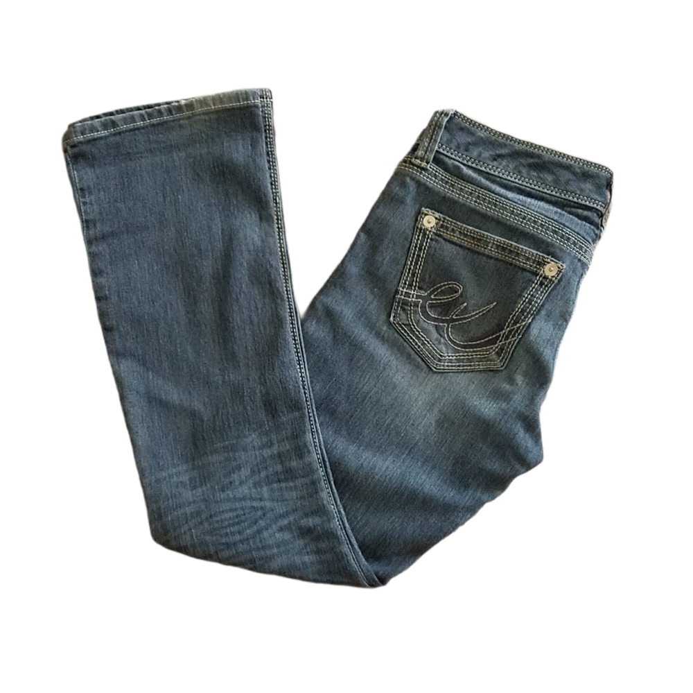 Express Distressed Barely Boot Cut  Low Rise Jeans